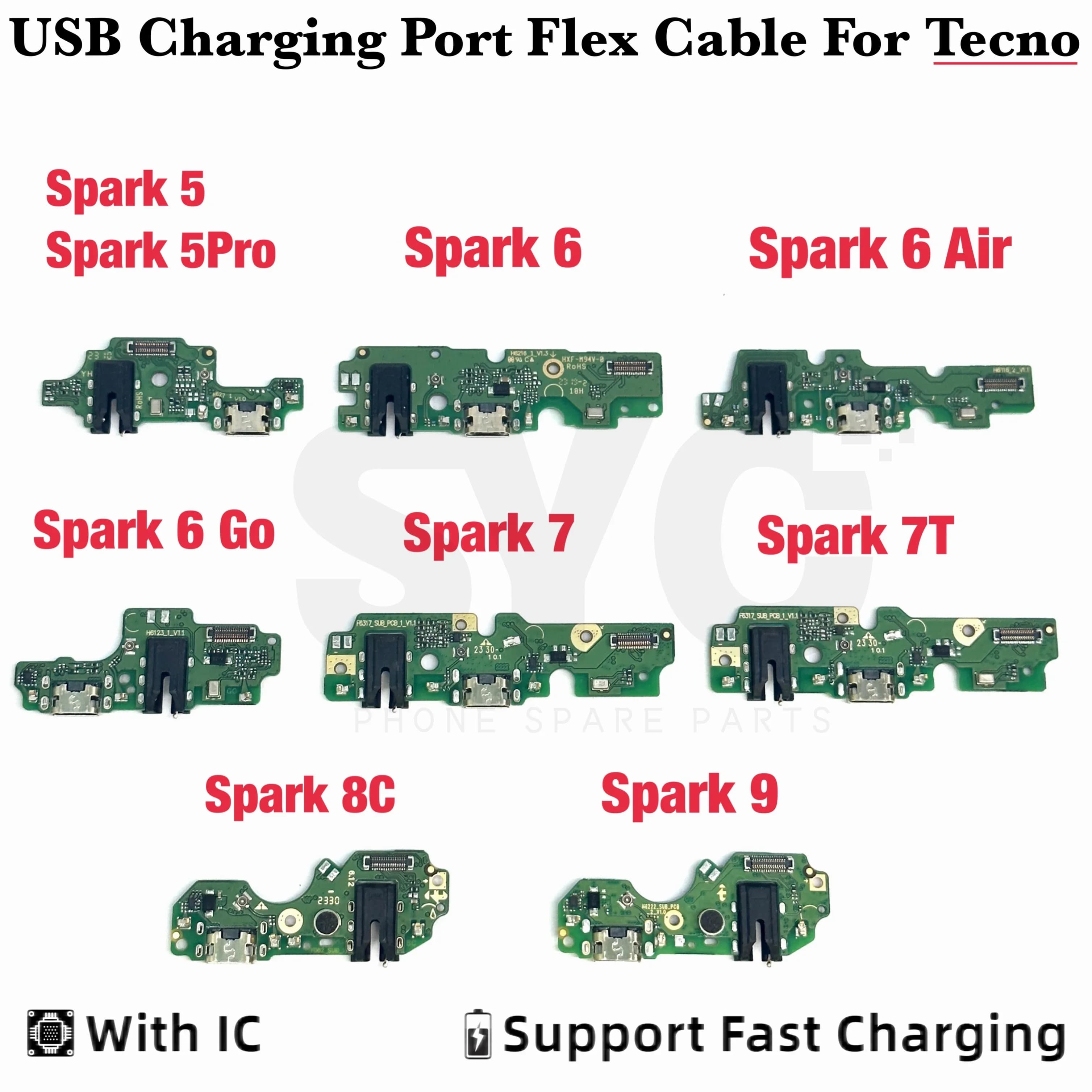 Good quality For Tecno Spark 7 6 Air Go USB Charging Dock Board Port Connector Flex Cable For Spark 8 8C 8P 9 9T 10C KE5 KG5K