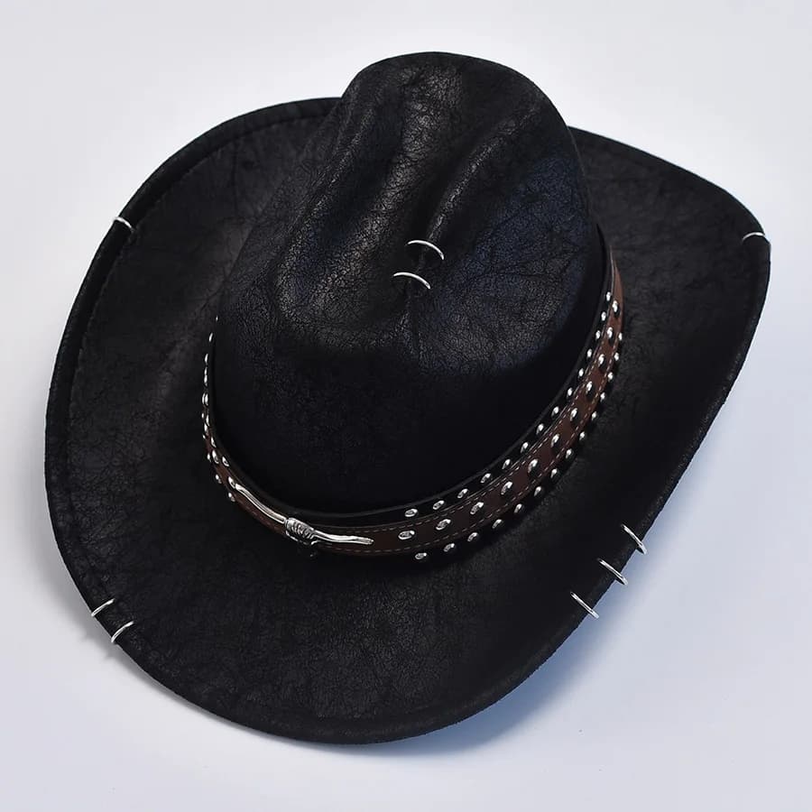 Cow Head Decorate Western Cowboy Hats For Women Men Vintage Wide Brim Gentleman Cowgirl Jazz Hats Sombrero Hombre