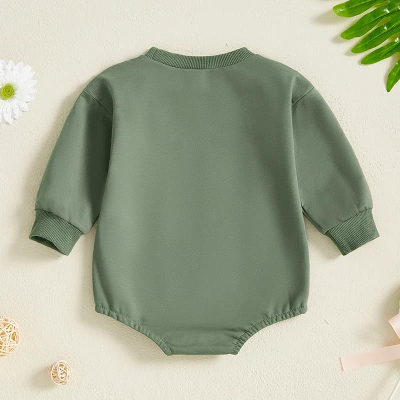 Infant Boy Jumpsuit with Cute Bear Print and Snap Closure Long Sleeve Round Neck Bodysuit for Newborn Autumn Winter