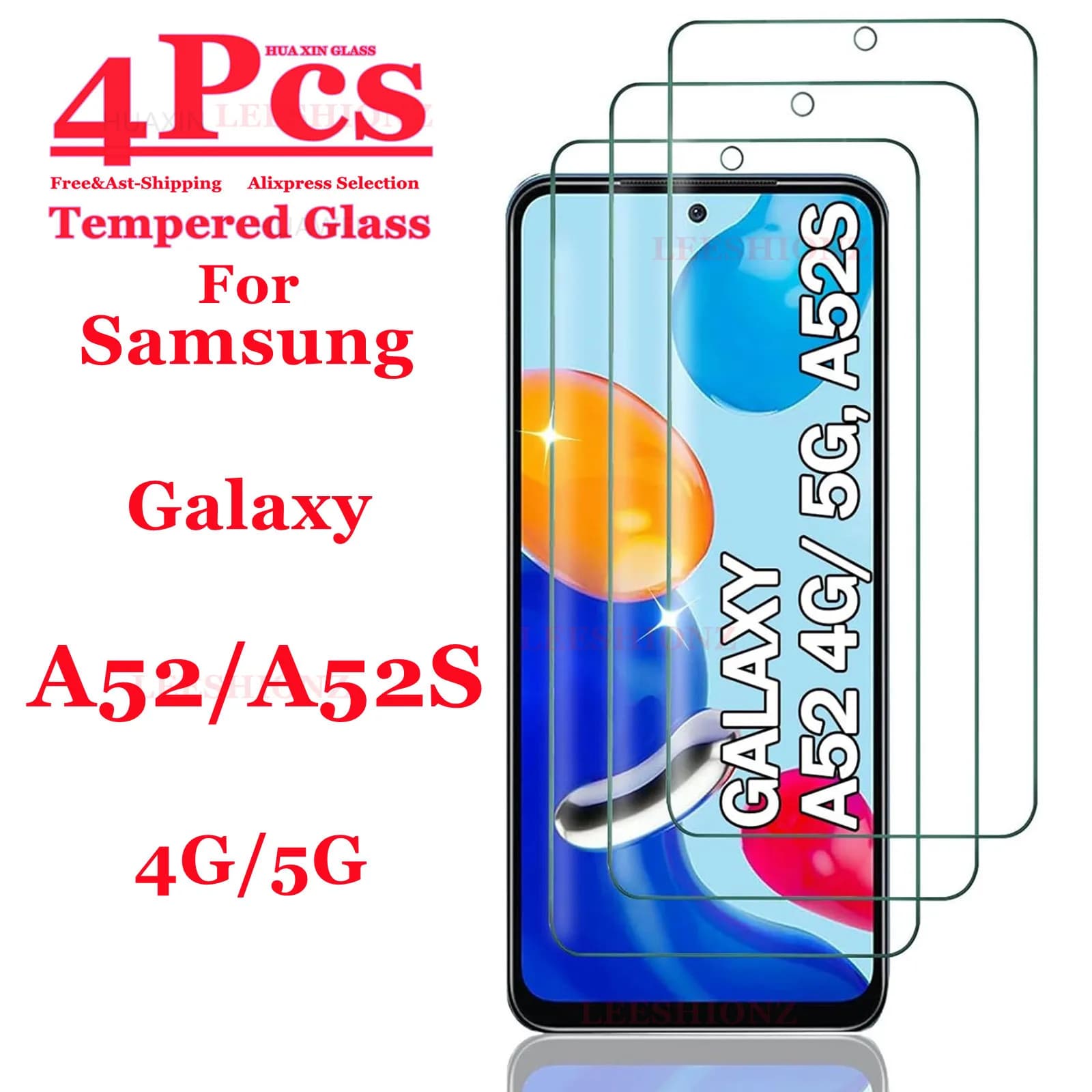 For Galaxy A52 A52S Screen Protector Samsung, Tempered Glass HD 9H High Aluminum Transparent Clear Anti Scratch