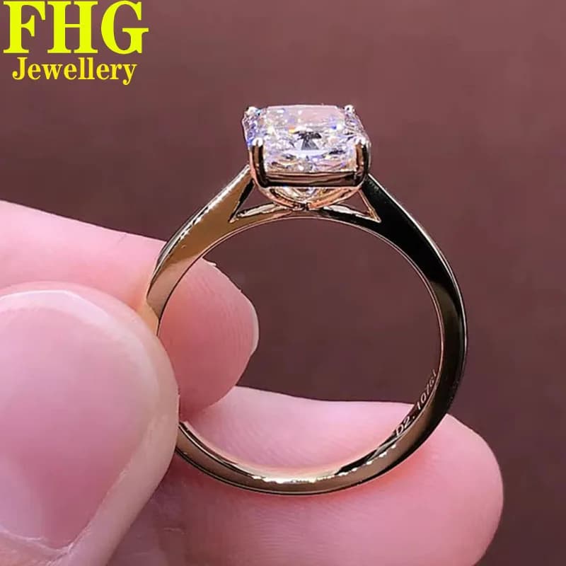 1 2 3 4 5 Carat Au375 9K Yellow Gold Ring DVVS1 Radiant moissanite Diamonds Wedding Party Engagement Anniversary Ring
