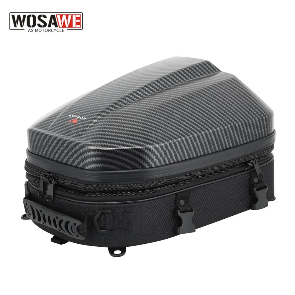 WOSAWE 24L Large Capacity Motorcycle Bag Waterproof Rear Seat Bag Moto Equipment Rainproof Saddle Bag Backpack Carbon Fiber