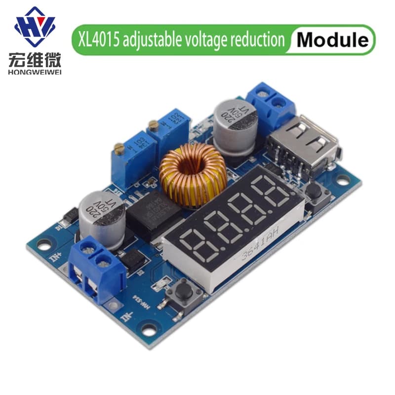 XL4015 75W DC-DC 5A Overtemperature protection Voltage Regulators Module Adjustable Buck Module With Voltmeter Display USB Port