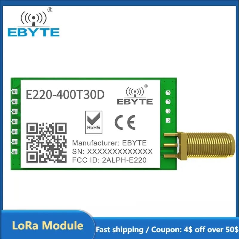 LoRa LLCC68 433MHz Wireless Module 470MHz 30dBm Long Range 10km RSSI EBYTE E220-400T30D SMA-K DIP UART Transmitter Receiver
