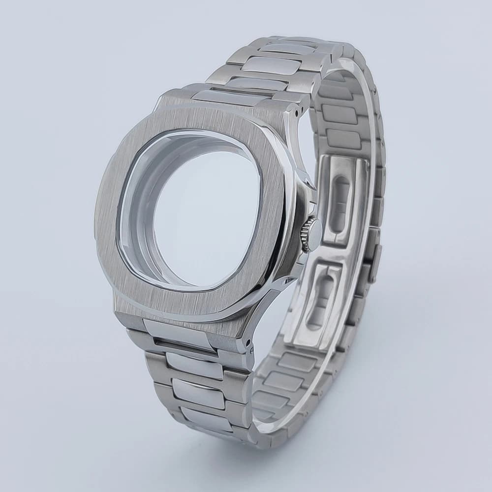 BOTIONI 40mm Silver Watch Case Fit NH35Movement NH36 Automatic Movements Parts Solid stainless steel