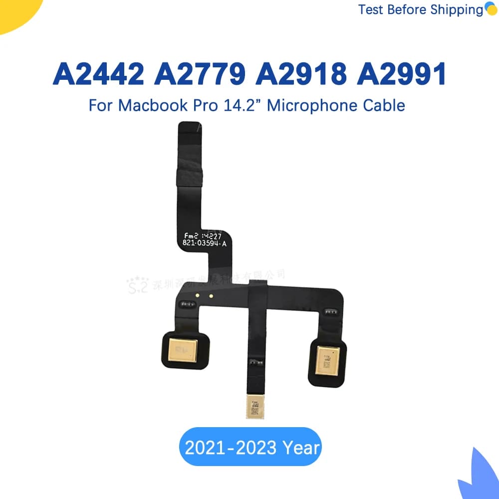 A2442 A2779 Microphone Cable 821-03594-A For MacBook Pro 14" A2918 16" A2991 Mic Flex Cable Replacement EMC3650 2021 Year