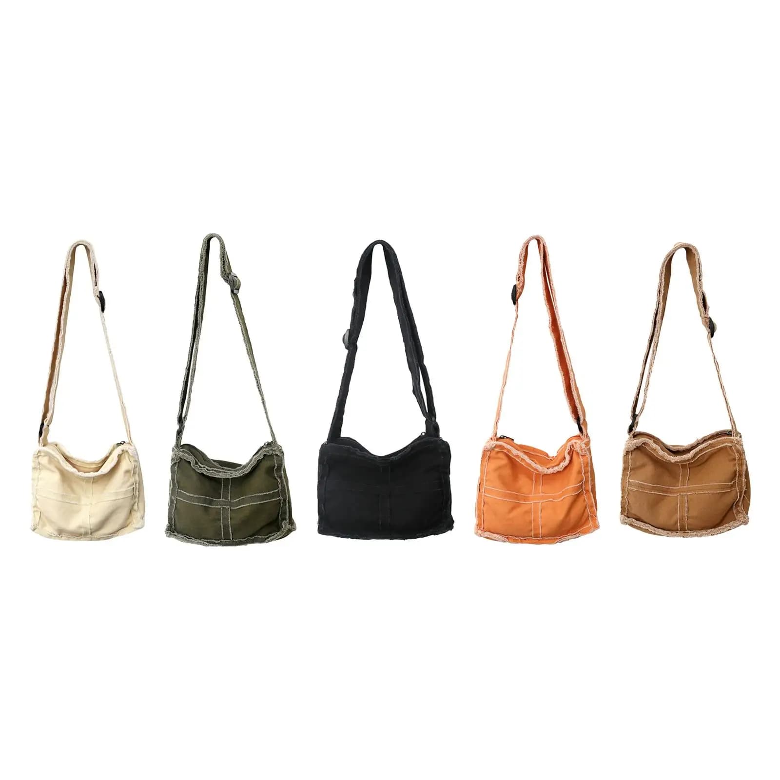 Women Shoulder Bag Zipper Canvas Purse Fashion Adjustable Shoulder Strap Girls Casual Lady Small Handbag Canvas Bag for Outdoor