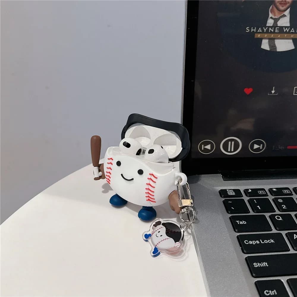 For AirPods Pro2 2nd 3rd generation suit for Apple Airpod 4 earphone Protect Cover Decorate Creative Cool 3D BaseBall Boy Case