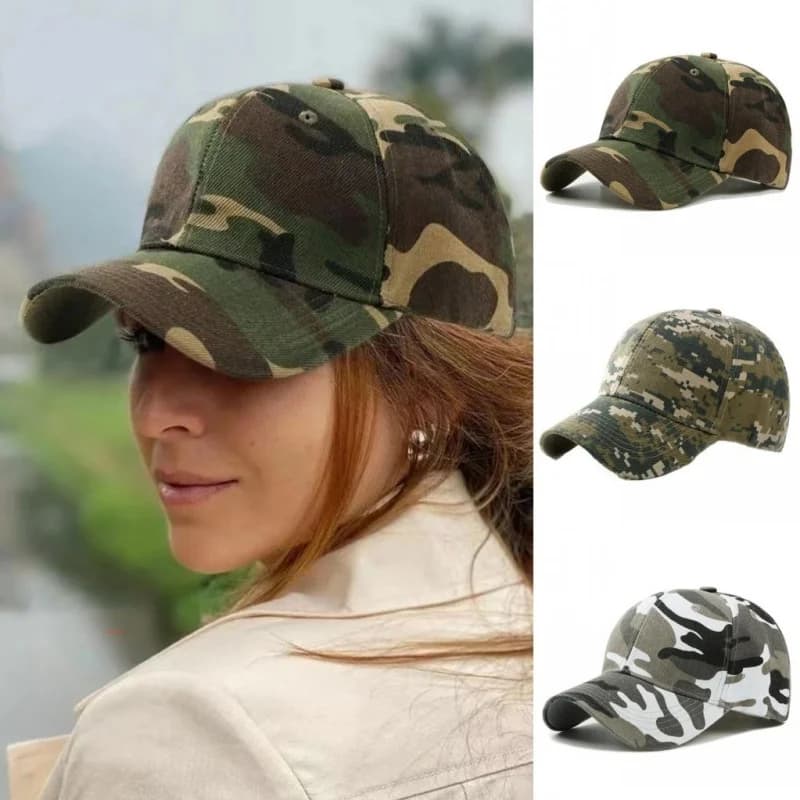 Mens Outdoor Cotton Baseball Cap Sunscreen Sunhat Camouflage Printed Adjustable Sports Cycling Jungle Hiking Anti-UV Hat Visors