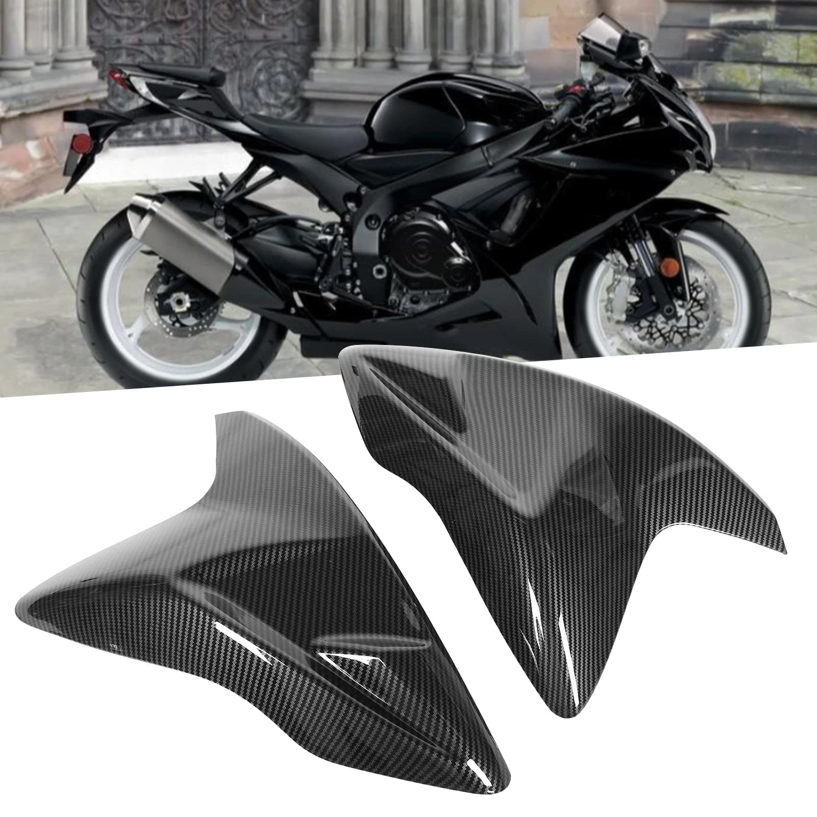 2pcs Motorcycle Accessory Carbon Fiber  Gas  Side Trim Cover Panel Fairing Fit for  GSXR 600 750 2011‑2019