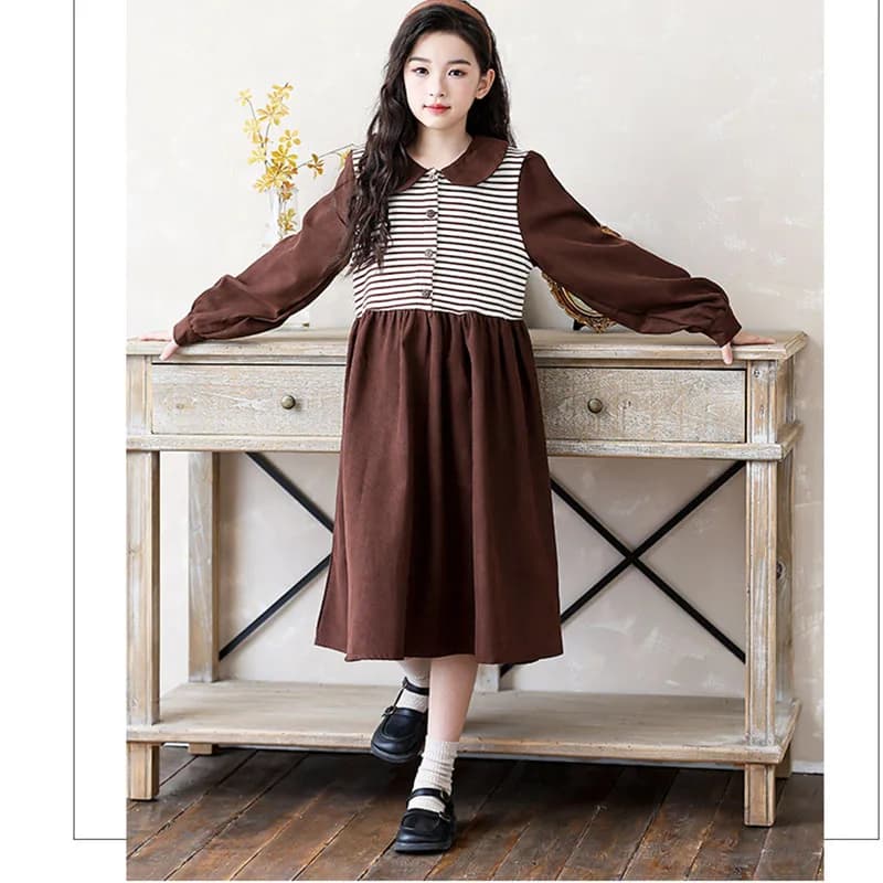 Corduroy Tween Girls Dresses Fall Kids Big Girls Dresses Size 14-16 8 9 10 11 12 13 15 17 18 19 20 Years Striped Clothing School