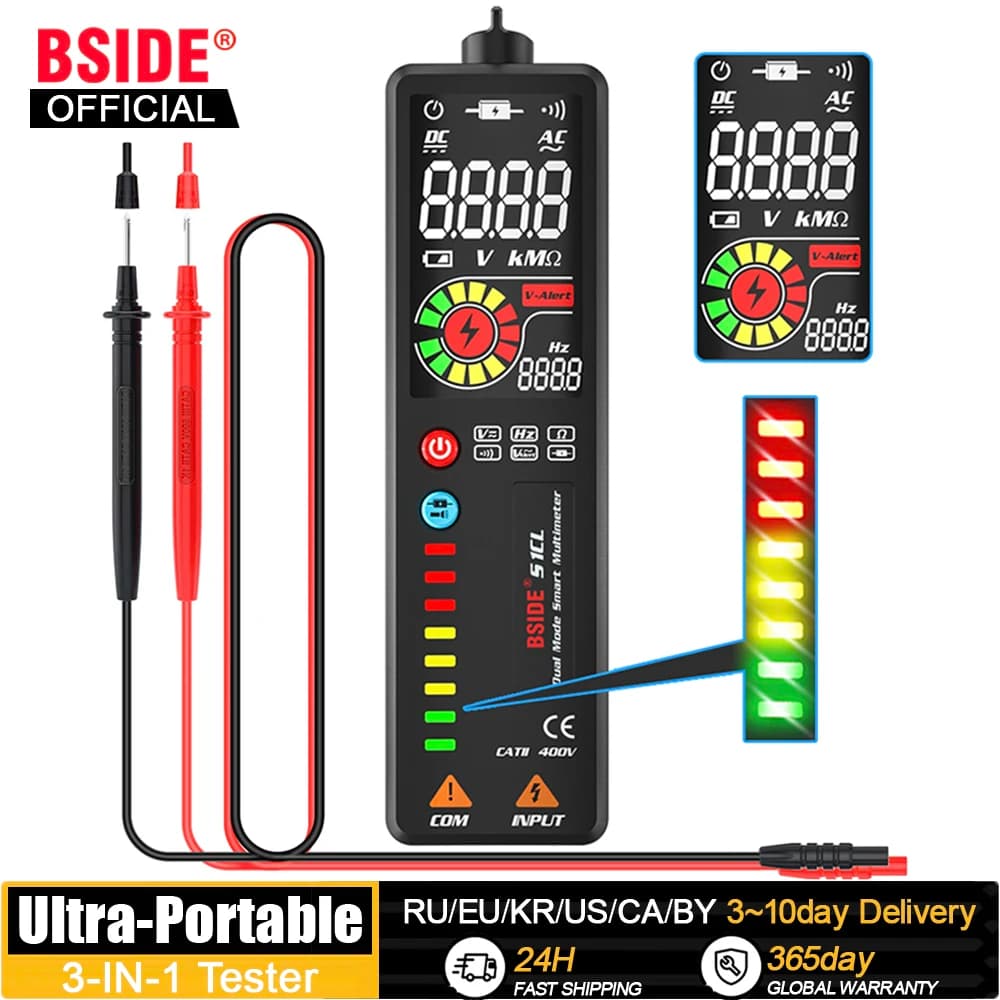 BSIDE Voltage Tester Digital Multimeter Color LCD Non-contact Live wire Detector Indicator Electric Pen Voltmeter Ohm Hz Meter