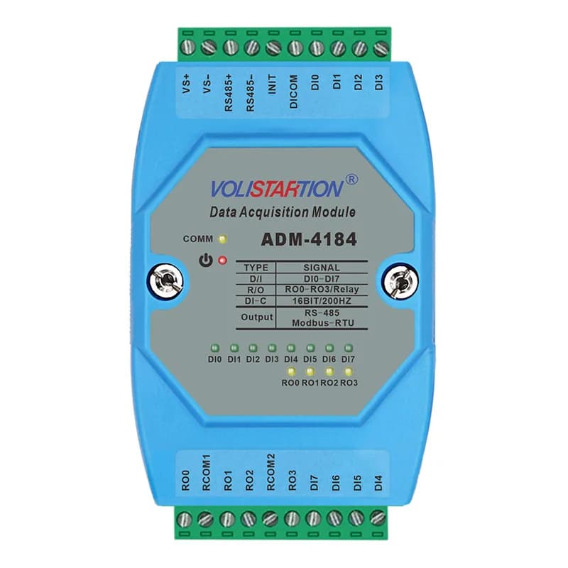 ADM-4184 8channel Digital Data Acquisition, DI / DO, 4-way Relay NO Output Control Module, MODBUS RS485