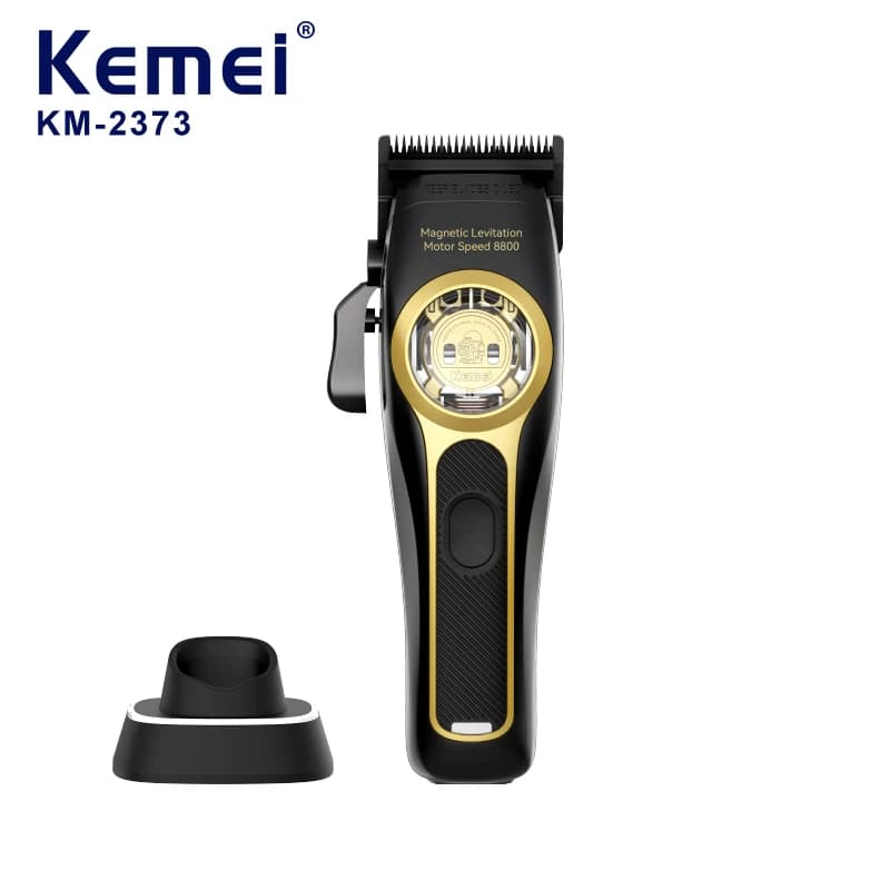 KEMEI Professional Salon Hair Trimmer Oil Head Engraving Shears Base with Charging LCD Display Hair Shears KM-2373