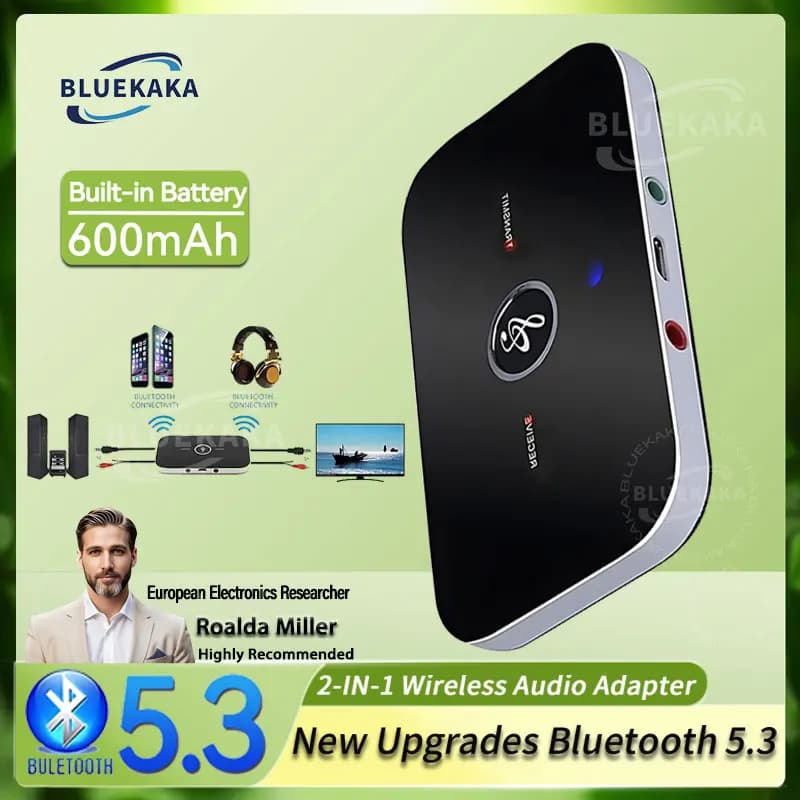 New Upgrades Bluetooth 5.3 Audio Transmitter Receiver 2 IN 1 RCA 3.5mm AUX Jack USB Dongle Music Wireless Adapter For Car PC TV