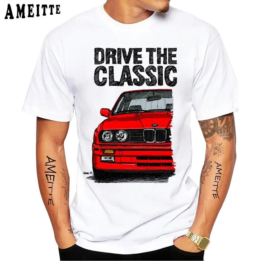 Retro Drive The Classic E30 Germany Vintage T-Shirt New Summer Men Short Sleeve Legend EUDM E36 M3 Tshirts White Boy Casual Tees