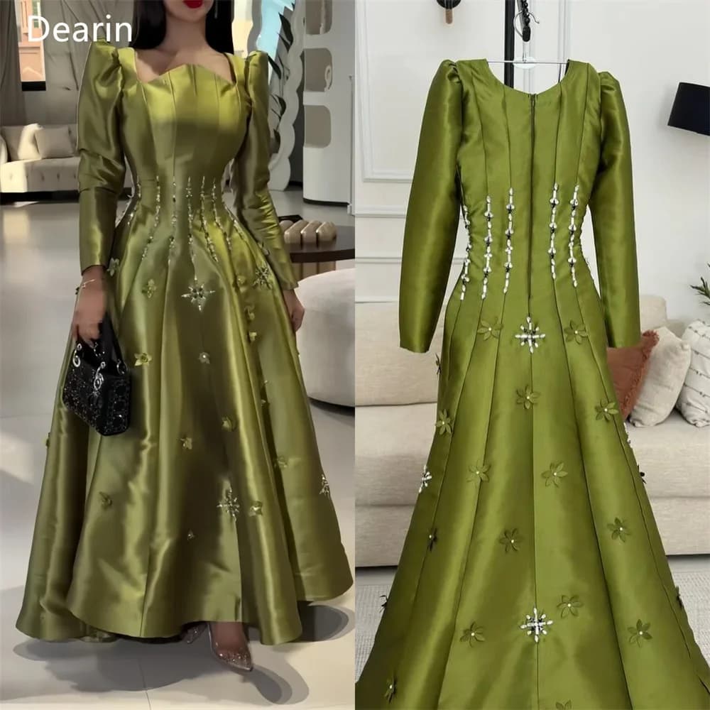 Customized Formal Dress Dearin Asymmetrical A-line Floor Length Skirts Draped Bead Applique Bespoke Occasion Dresses Saudi Arabi