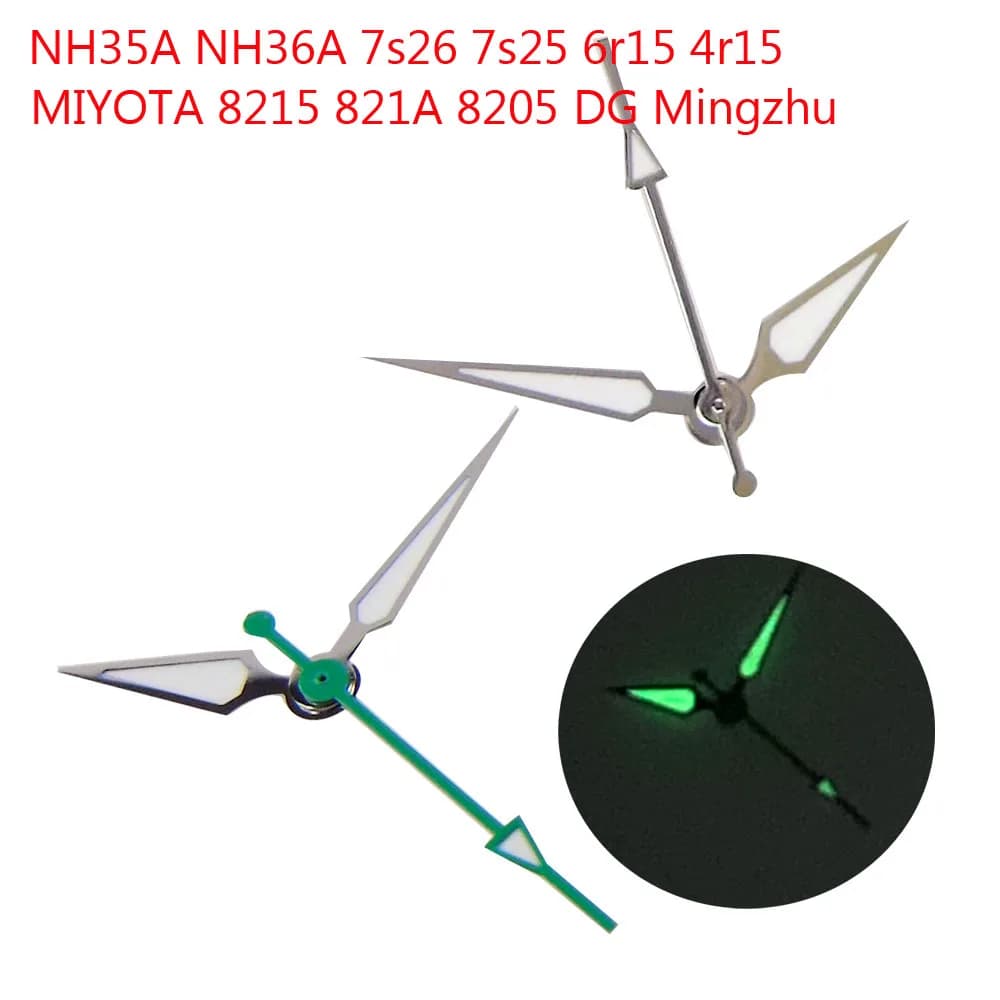 nh35 nh36 Silver Watch Hands Pointers Green Hand NH37 NH38 NH39 NH70 NH72 Movt for Watch Mod Needles Kit Repair