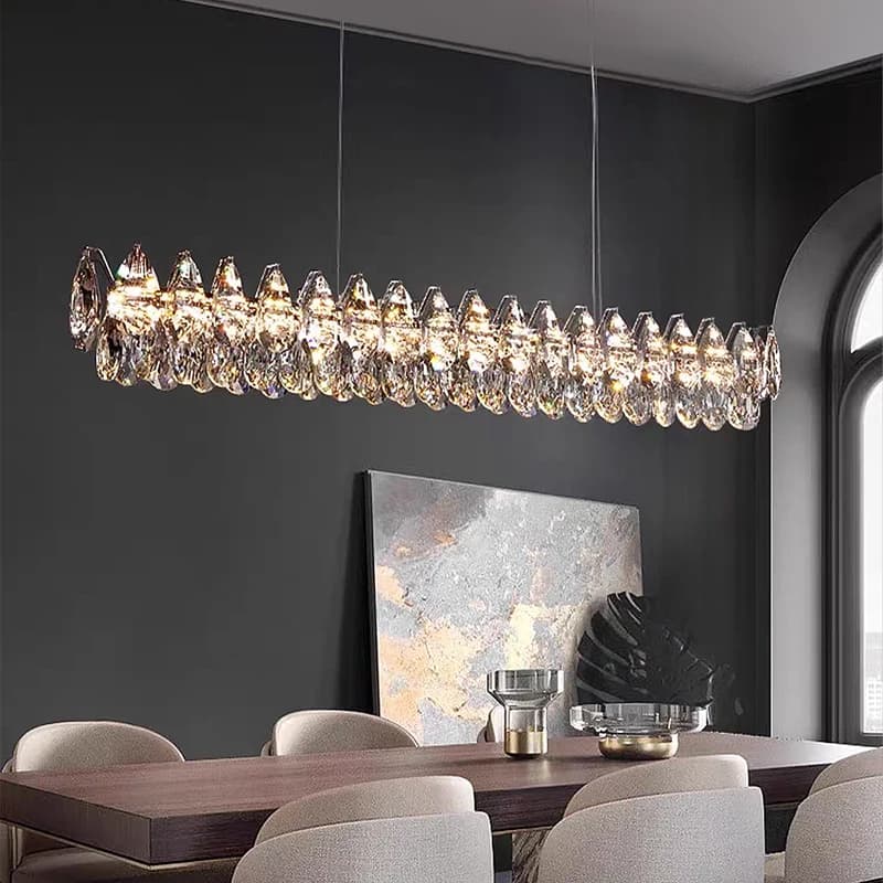 Luxury Drop-shape Crystal Pendant Lights LED Home Lighting Fixture Restaurant Hanging Lamp for Ceiling Dining Table Decor Lustre