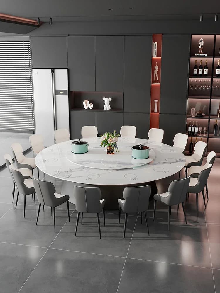 Rock slab electric turntable, marble round table, high-end hotel, large apartment villa, round table