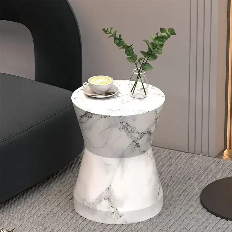 Modern Simple Magnesium Oxide Water Transfer Edge Table Living Room Sofa Small Coffee  Homestay Minimalist  Round