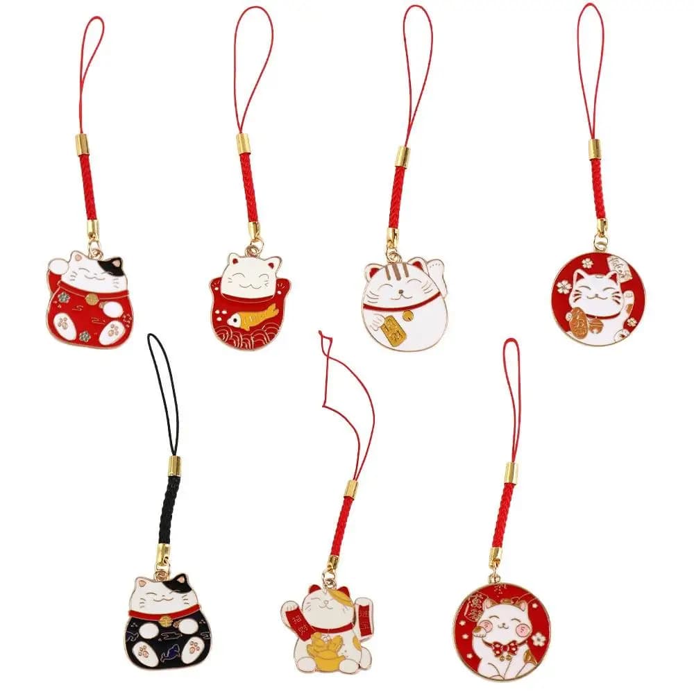 Pendant Cat Keyring Guofeng Tag Pendant Fortune Cat Keychain Lucky Cat Phone Pendant Mobile Phone Lanyard Mobile Phone Straps