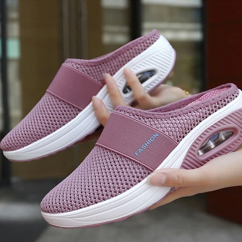 Women Wedge Slippers Mesh Lightweight Footwear Anti-slip Casual Female Slides Platform Retro Shoes Orthopedic Women's Slippers