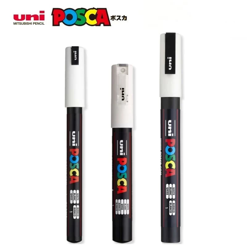 UNI POSCA Marker Pen,White Black Acrylic Plumones Rotuladores PC-1M,3M,5M POP Poster Pen/Graffiti Advertisement Art Supplies 1PC