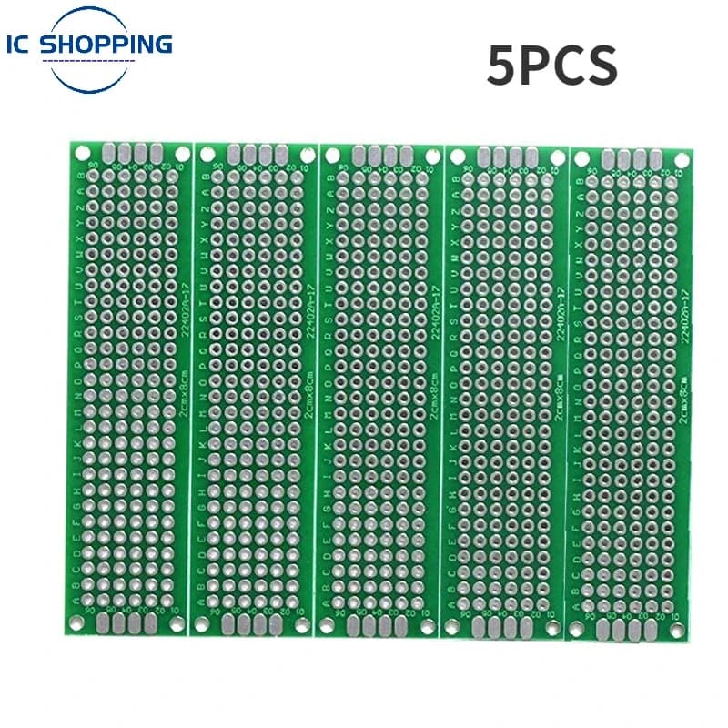 5PCS 2x8 2*8cm Double Sided Prototype PCB Tin-plated General DIY Board Experiment Board Ring Hole Bread Board 2.54mm