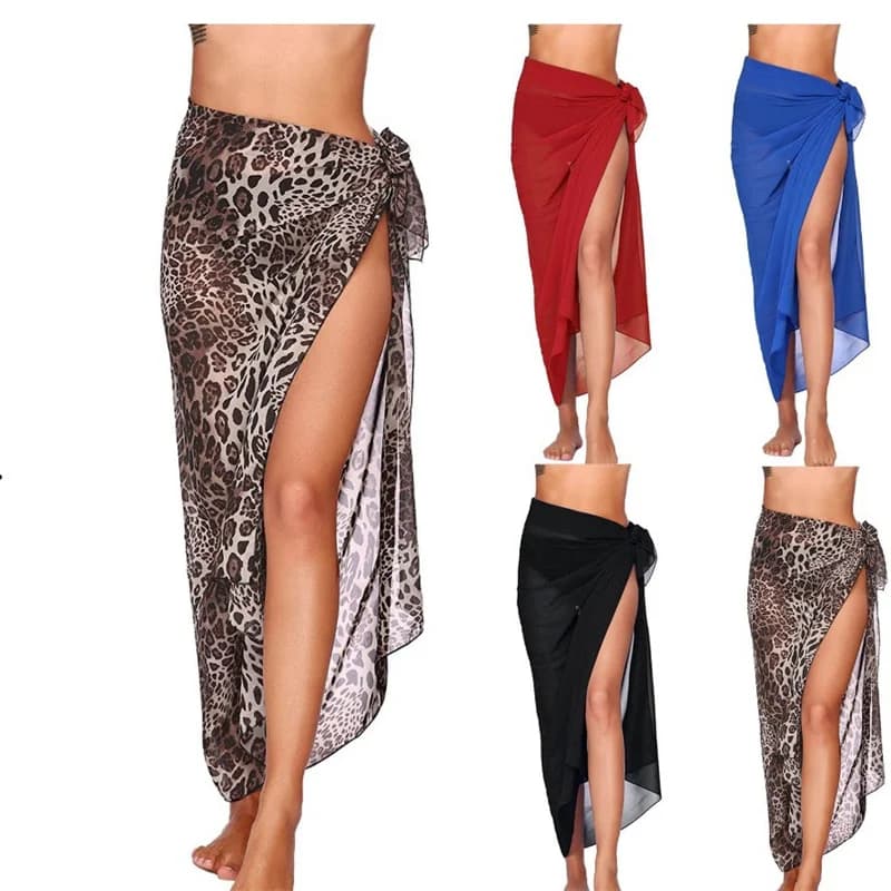 Women's Beach Long Skirt Chiffon Swimsuit Coverups Summer Bikini Wrap Sheer Scarf for Swimwear Cover Ups Sexy Bikini Wrap Shawls