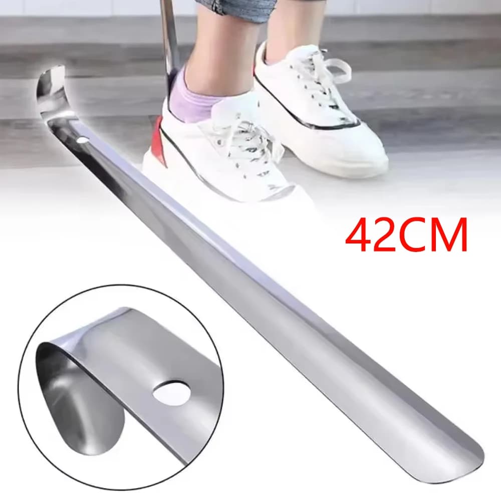 42cm Professional Shoehorn Stainless Steel Shoe Horns Easy Handle Metal Shoe Extractor Lazy Shoe Helper