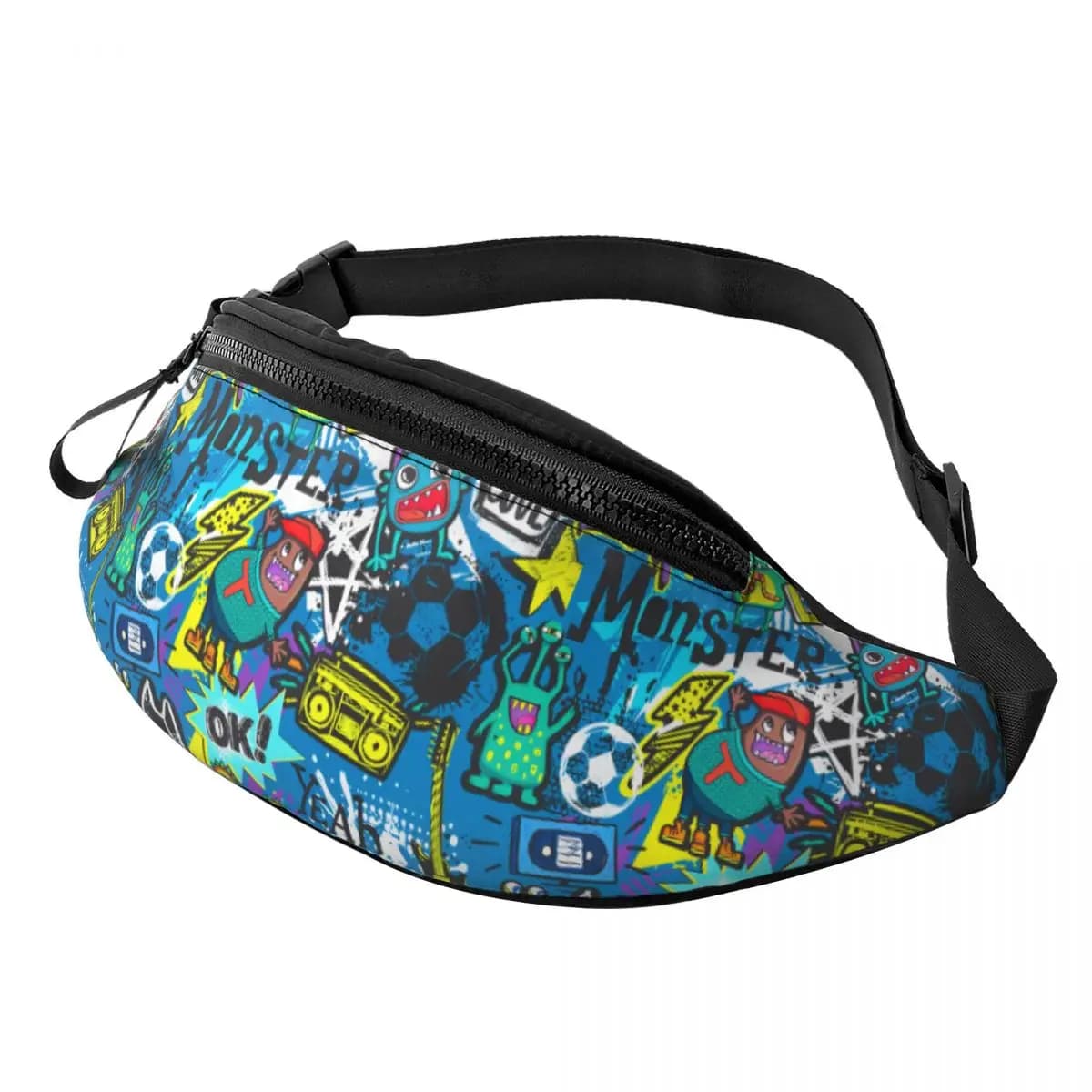Custom Grunge Elements Spray Paint Ink Electro Fanny Pack for Cycling Camping Graffiti Art Crossbody Waist Bag Phone Money Pouch
