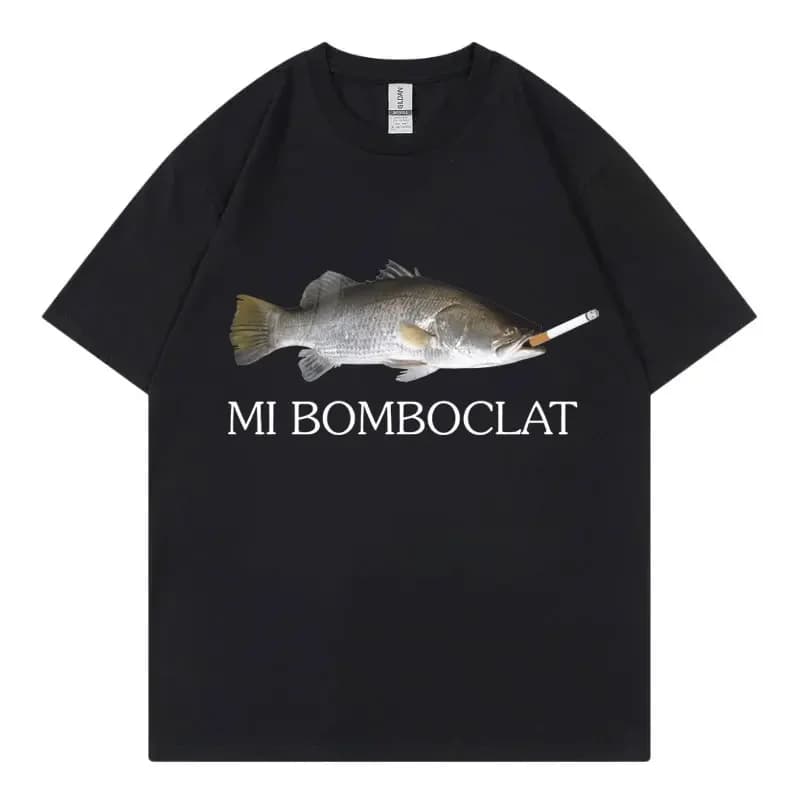 Funny Bomboclat Fish Meme T-shirt High Street Fashion Trend Y2k Short Sleeve T-shirts Women Harajuku Vintage Style T Shirts