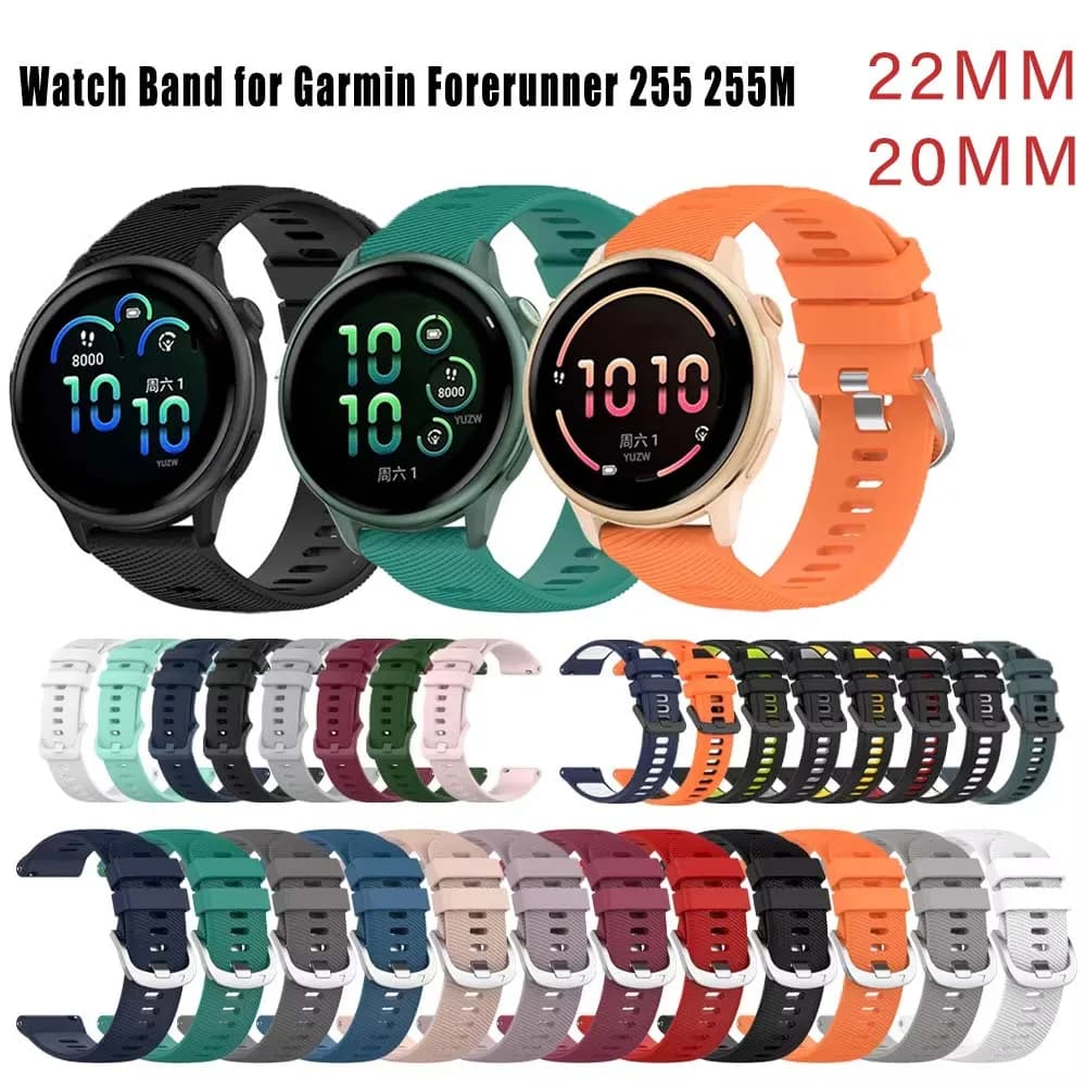 Official Watch Band 20mm 22mm for Garmin Vivoactive 6 5 3 strap Venu 3/Forerunner 265 255 245 165 Music Sports Silicone Bracelet