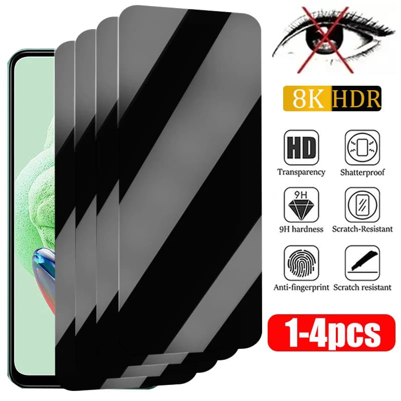 1-4PCS Privacy Screen Protector for Xiaomi Redmi Note 12 11 10 13 14Pro 11S 9 8 7 Plus 5G 10S 9S Anti-spy Glass for Redmi 10C 9A