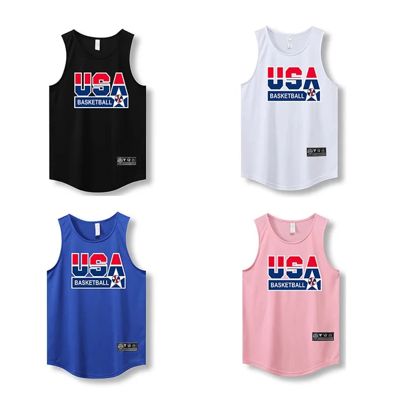 2024 Basketball Loose Men Running Vest Outdoor Street Gym Sleeveless Letter Print Shirt Quick Dry Fitness Bodybuilding Tank Tops