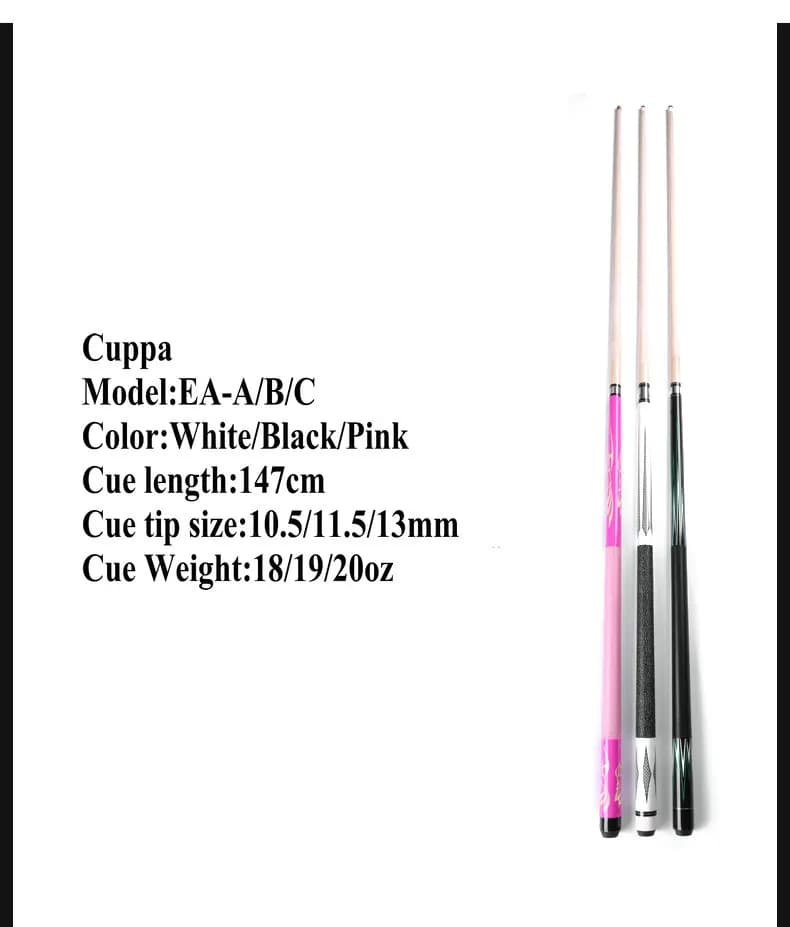 Cuppa EA Black 8 American Play Billiards Pool Cue Stick 10.5/11.5/13MM + Case Set