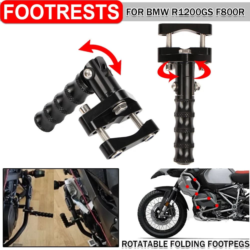 Front Footrests Highway Pegs Rotatable Folding Motorcycle Footpegs 22-28mm For BMW R1200GS ADV R1250GS For voge 525 dsx 900dsx