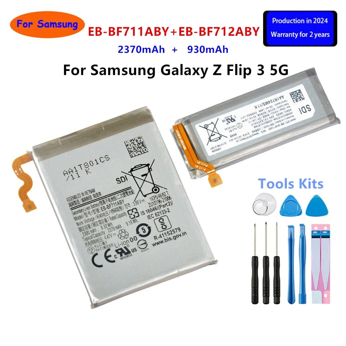 Brand New EB-BF711ABY EB-BF712ABY Battery For Samsung Galaxy Z Flip 3 Flip3 5G F711 F711B F712 SM-F711B Batteries+Tools