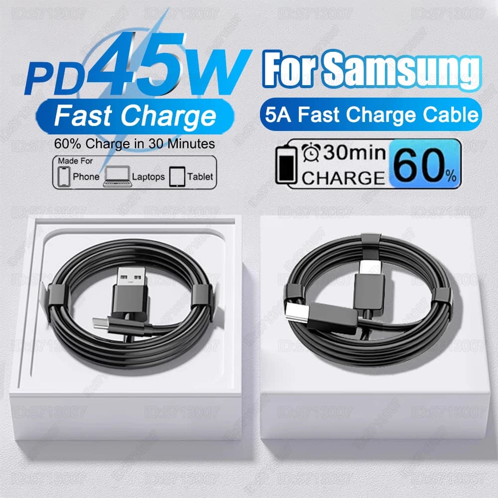 PD 45W USB Cable For Samsung Galaxy S25 S23 S22 S24 Ultra fe A35 A54 A55 5G Fast Charging USB Type C Cable Date Wire Accessories