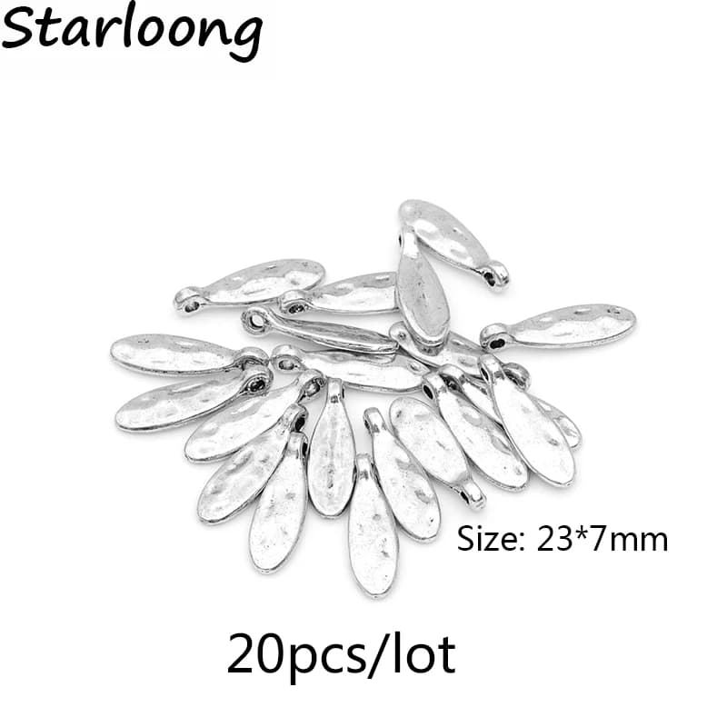 20pcs/lot zinc alloy vintage antique silver plated leaves charm pendants beads for Bracelet Necklace DIY Jewelry Making