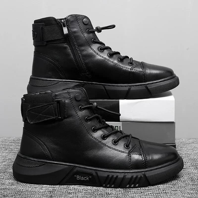 High Quality Mens Boots Luxury Slip-on Shoes for Men Outdoor All-match High-top Hard Wearing Large Size Shoes Sapatos Masculinos