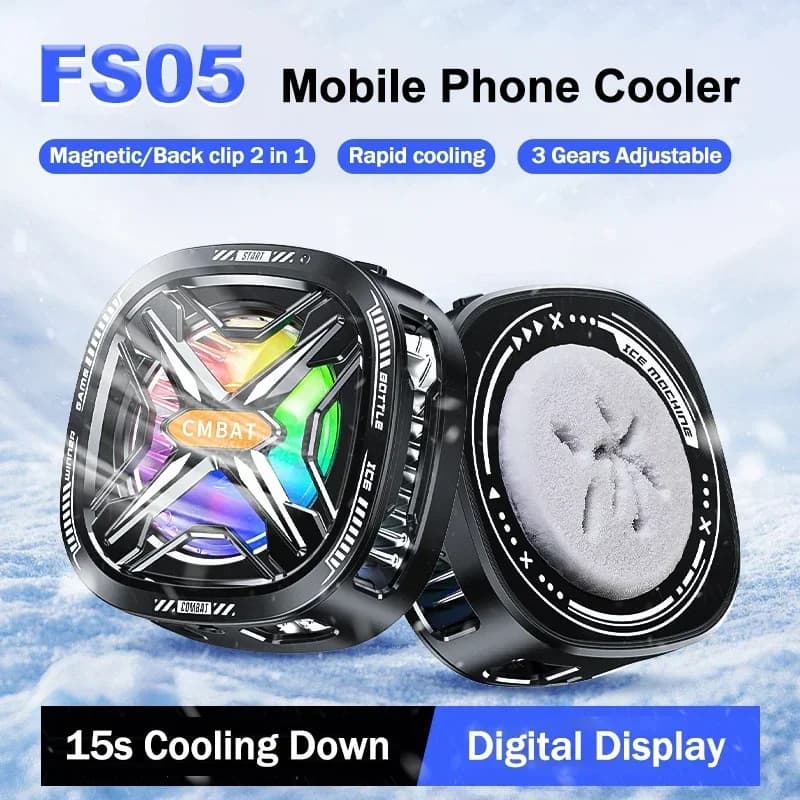 FS05 Mobile Phone Cool Heat Sink Magnetic/ Back-clip Semiconductor Radiator Three Speed Adjustable Fast Cooling PUBG Game Cooler