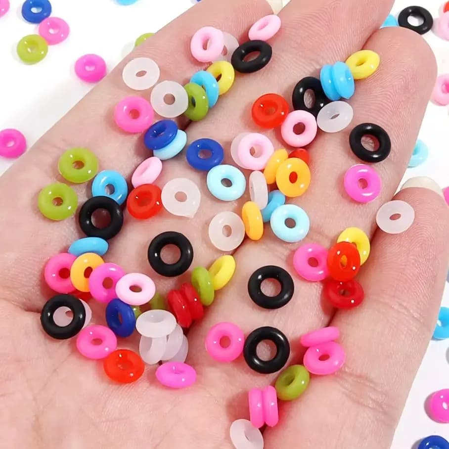 100pcs/Lot Elastic Silicone Rubber Stopper Rings Non-slip Positioning Beads Charm Fit Leather Rope Bracelet Jewelry Making