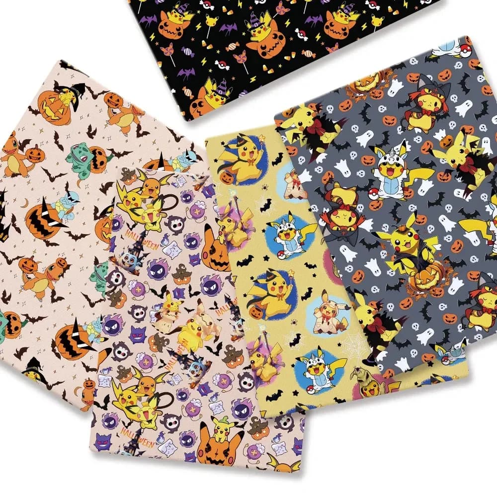Pokemon Cartoon Fabric140*50cm Handmade Sewing Patchwork Quilting Baby Dress Home Sheet Printed Fabric Fabric Sewing Kids