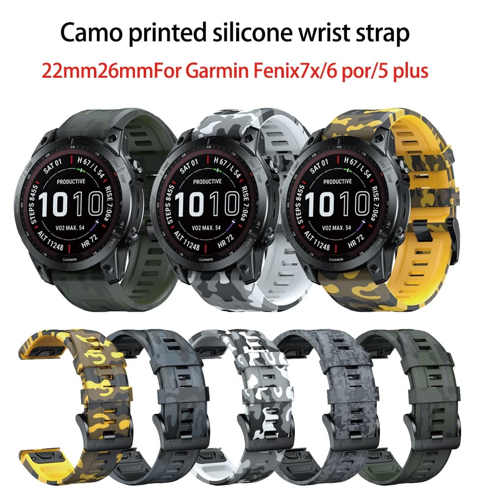 For Garmin fenix 6xpro color printing silicone strap fenix 5 plus instin 2 22mm26mm sports replacement strap