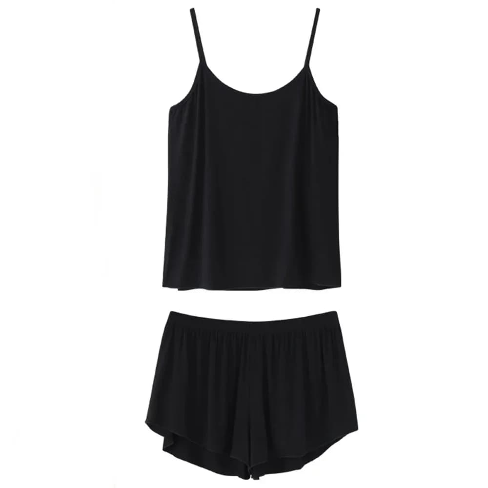 Women Casual Women Summer Pajamas Set Sexy Nightwear Women Camisole Shorts Nightclothes Strap Black L Xl Xxl Smooth Soft