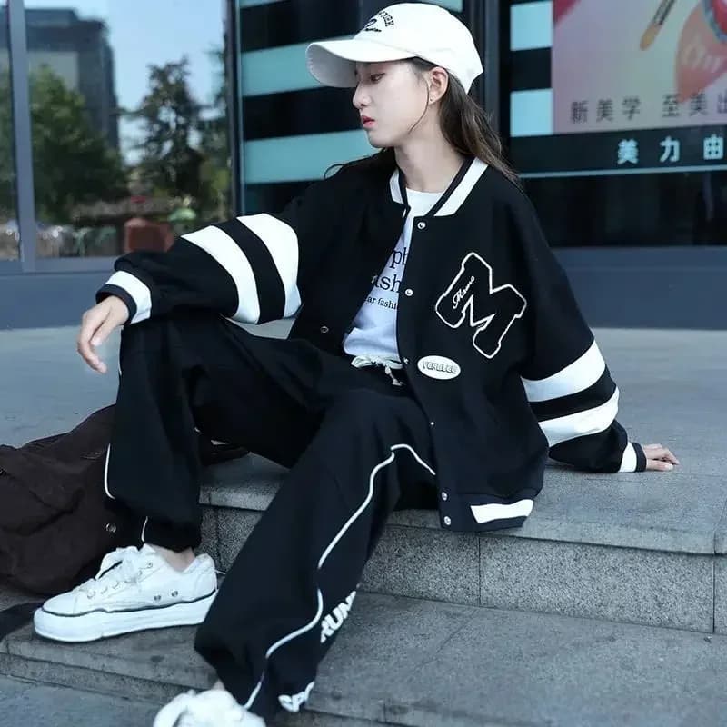 2023 Autumn Children Tracksuit Teen Girls Baseball Uniform Suits Sports Jackets +Pants 2Pcs Outfits Korean Style JK Loungewear