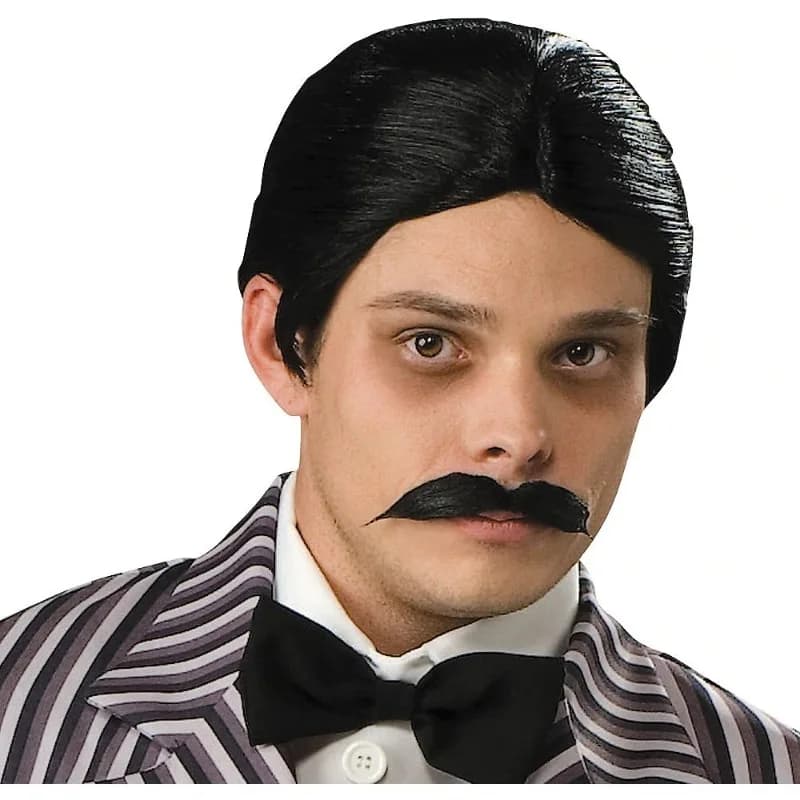 Gomez Adams Cos Wig Suit Anime The Addams Family Role Modeling Short Hair and Beard Halloween Stage Performance Headwear