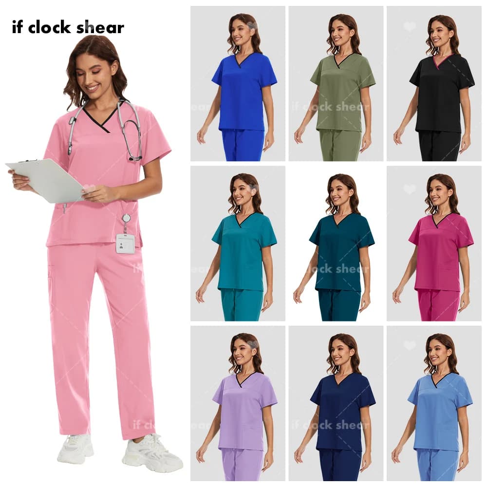 Wholesale Uniformes De Enfermera Mujer Unisex Doctor Surgical Nurse Suits Adjustable Lab Uniforms Pet Medical Scrub Work Clothes